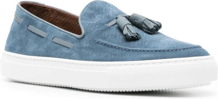 Fratelli Rossetti Suede Tassel Loafers Blue Heren