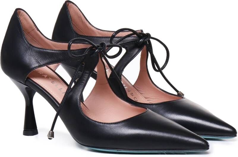 Fratelli Russo Zwarte Leren Vetersluiting Platte Schoenen Black Dames