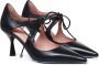 Fratelli Russo Zwarte Leren Vetersluiting Platte Schoenen Black Dames - Thumbnail 2