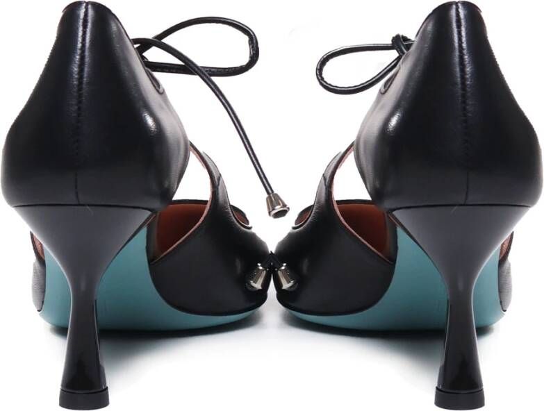 Fratelli Russo Zwarte Leren Vetersluiting Platte Schoenen Black Dames