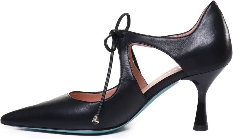 Fratelli Russo Zwarte Leren Vetersluiting Platte Schoenen Black Dames