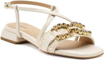 Frau Beige Goud Bouclè Sandaal Beige Dames