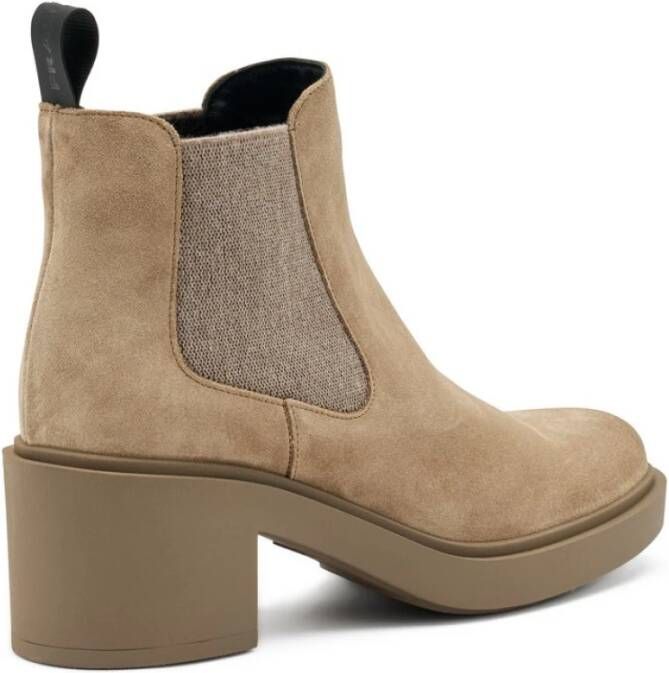 Frau Suède Chelsea laarzen met honinghak Beige Dames