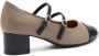 Frau Tortora en Zwart Leren Mary Jane Ballerina's Beige Dames - Thumbnail 3