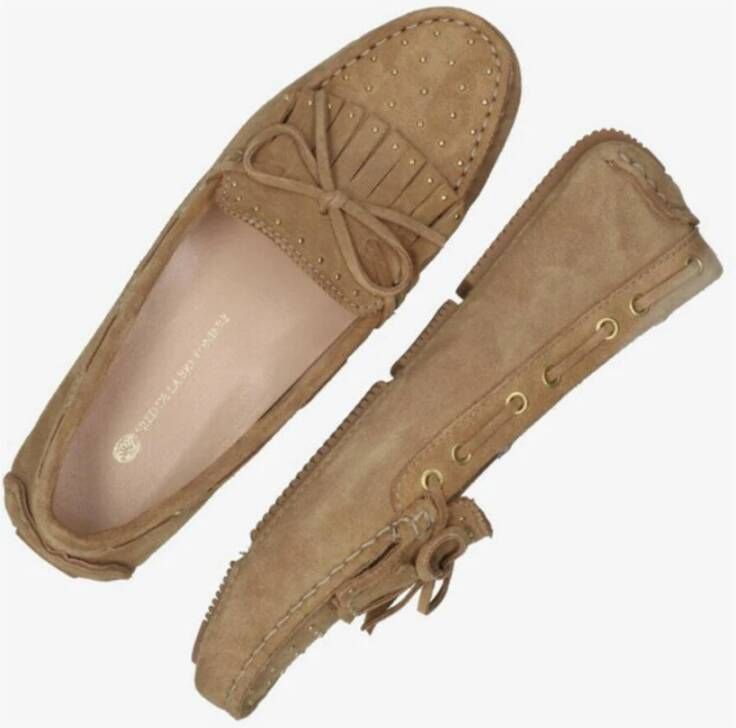 Fred de la Bretoniere Suede Moccasin Loafers Brown Dames