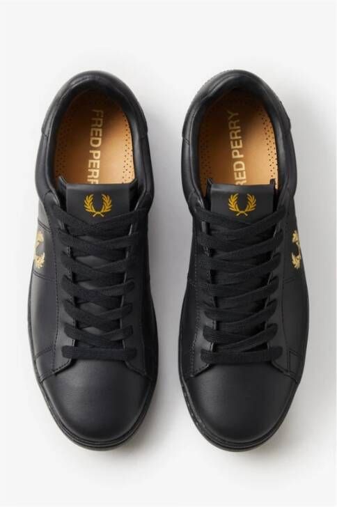 Fred Perry Spencer Leren Tennisschoen Zwart Heren