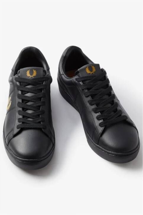 Fred Perry Spencer Leren Tennisschoen Zwart Heren