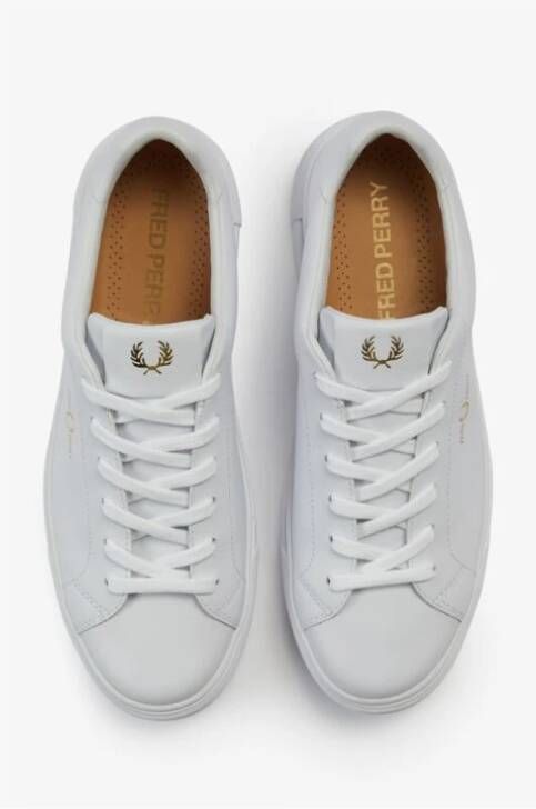 Fred Perry Essentiële leren tennisschoen Wit Heren