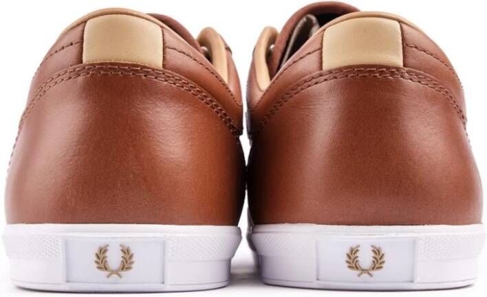 Fred Perry Tan Leren Vulcanised Trainers Bruin Unisex