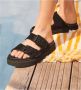 Free Lance Zwarte Fluwelen Sandalen met Geribbelde Zool Black Dames - Thumbnail 5