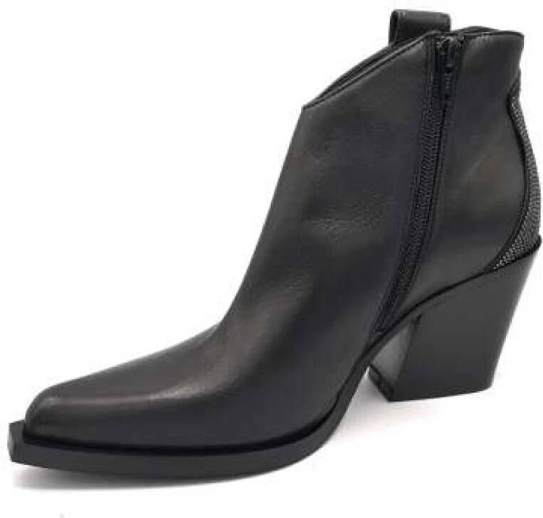 Fru.it Zwarte leren Texano laarzen met studs