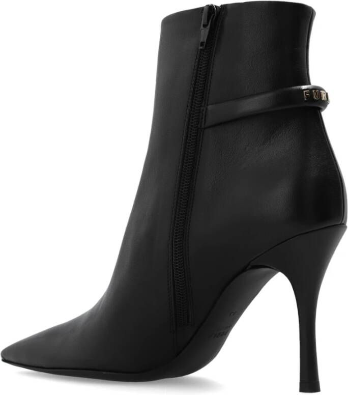 Furla Core leather heeled ankle boots Zwart Dames