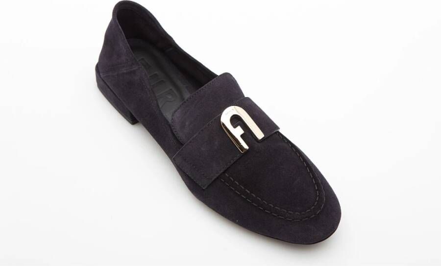 Furla Opvouwbare Hak Loafer Zwart Suède Black Dames