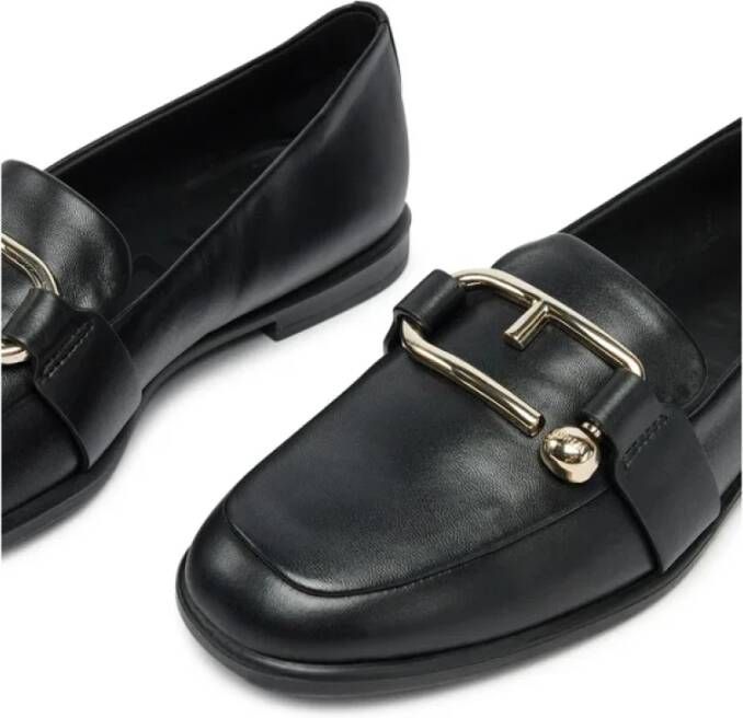 Furla Zwarte Leren Instap Platte Schoenen