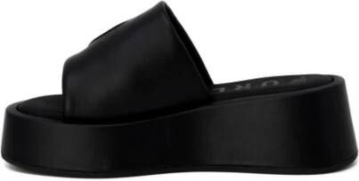 Furla Zwarte leren slippers met rubberen zool Black Dames