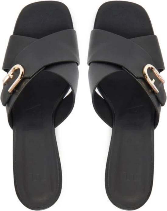 Furla Zwarte sandalen met gouden detail