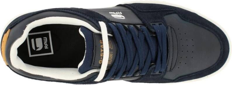 G-Star Leren Lage Sneaker met Contrasterende Logo's Blauw Heren