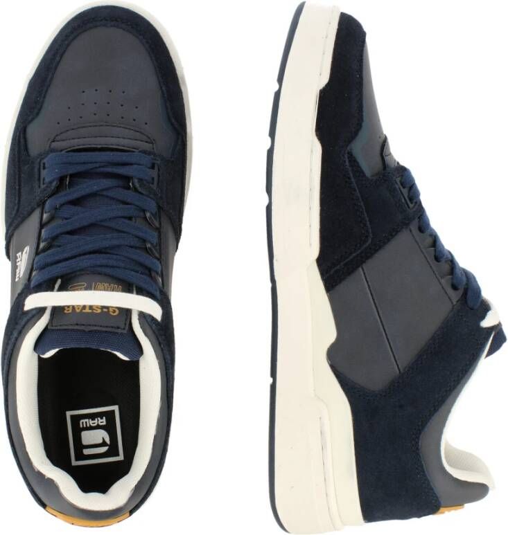 G-Star Leren Lage Sneaker met Contrasterende Logo's Blauw Heren