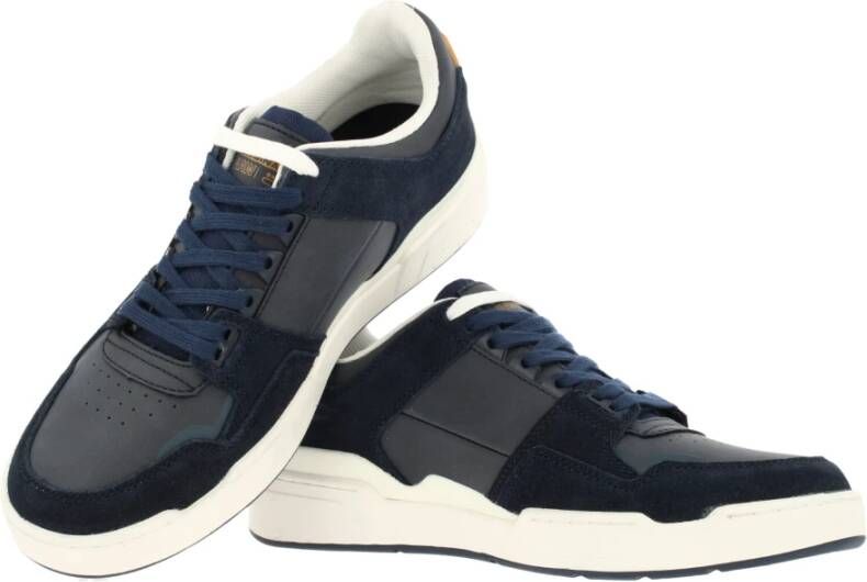 G-Star Leren Lage Sneaker met Contrasterende Logo's Blauw Heren