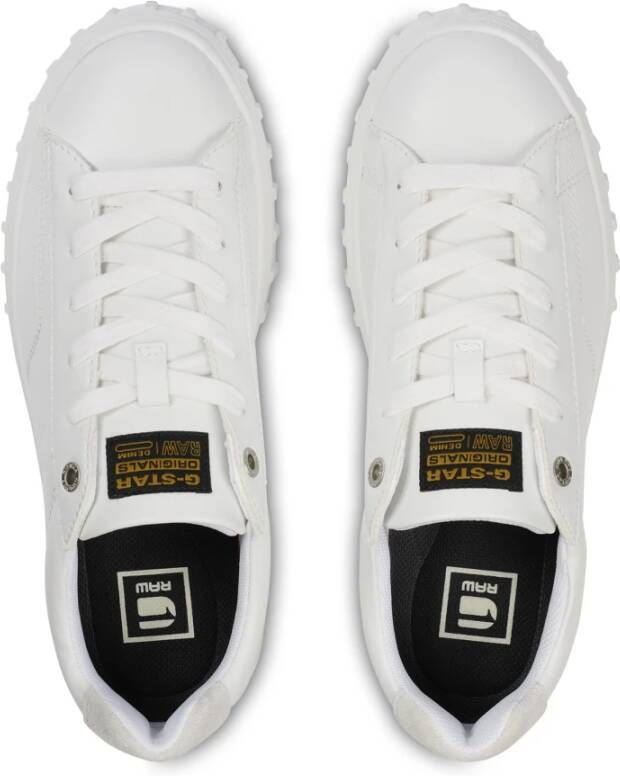 G-Star Modieuze PU Leren Sneaker met Rubberen Plateauzool Wit Dames