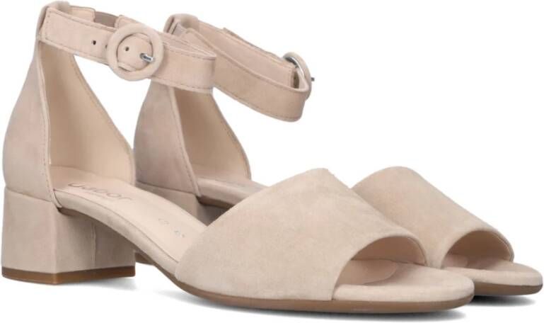 Gabor Beige Suède Comfort Sandalen met Enkelband Beige Dames