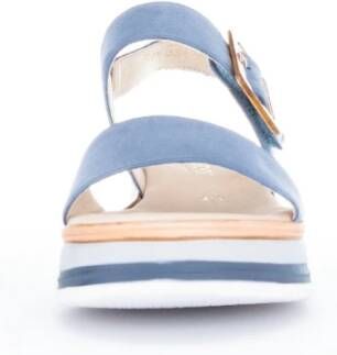 Gabor Blauwe Suède Sandalen Klittenbandsluiting Blue Dames