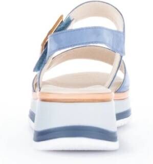 Gabor Blauwe Suède Sandalen Klittenbandsluiting Blue Dames