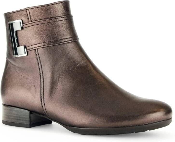Gabor Bronzen gladleren enkellaarsjes Brown Dames