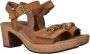 Gabor Camel Suede Sandalette met Houten Kraal Brown - Thumbnail 6