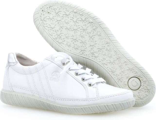 Gabor Comfortabele witleren sneaker met versieringen White Dames