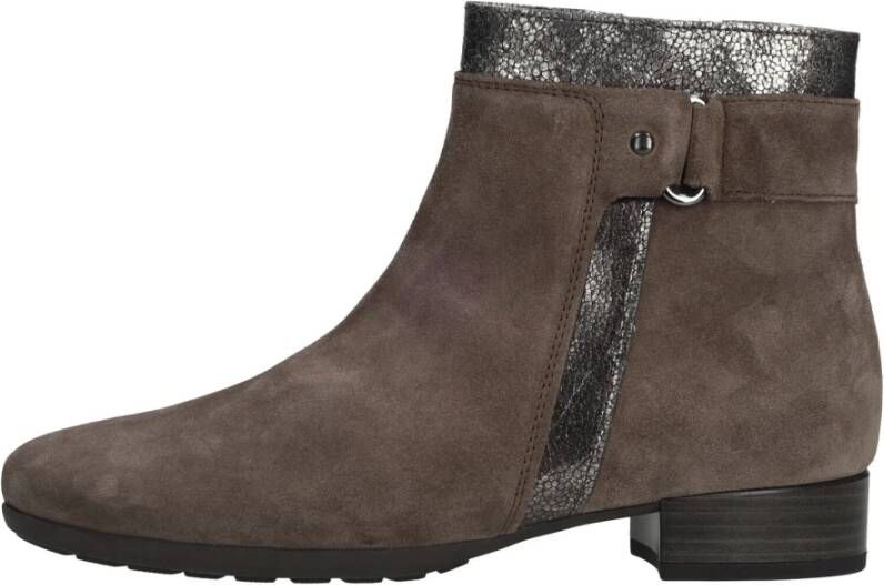 Gabor Elegant suède enkellaarsje met metallic detail Grijs Dames