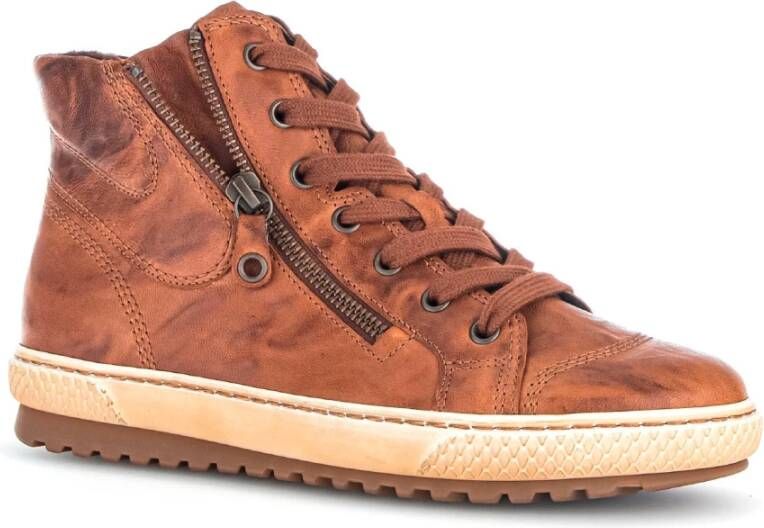 Gabor Elegante Hoge Leren Sneakers Brown Dames