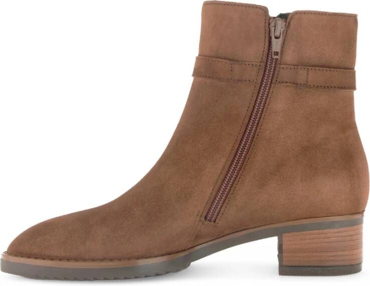 Gabor Cognac fluwelen enkellaarzen Brown Dames
