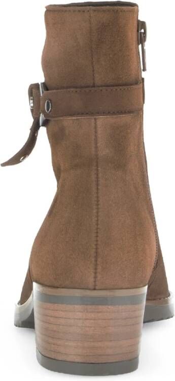Gabor Cognac fluwelen enkellaarzen Brown Dames