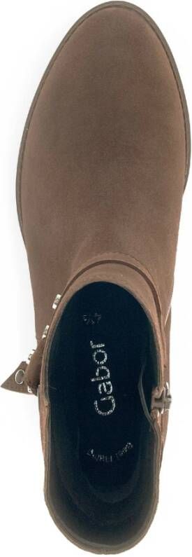 Gabor Cognac fluwelen enkellaarzen Brown Dames