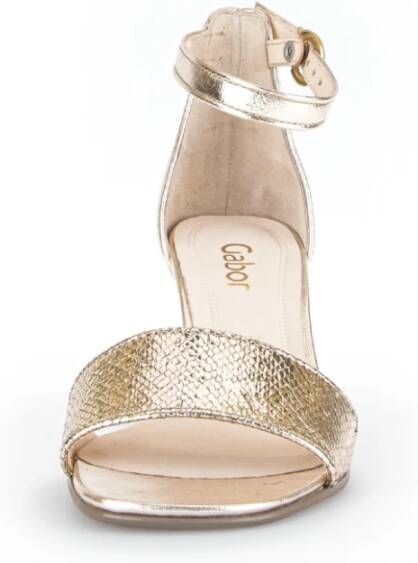 Gabor Gouden leren reptielenprint sandalen Yellow Dames