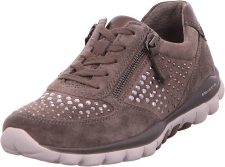 Gabor Grijze Velours Veterschoenen Dames