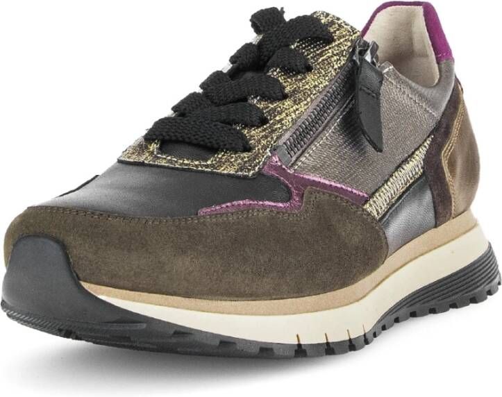 Gabor Groen Mix Lace-Zip Sneaker voor Vrouwen Multicolor Dames