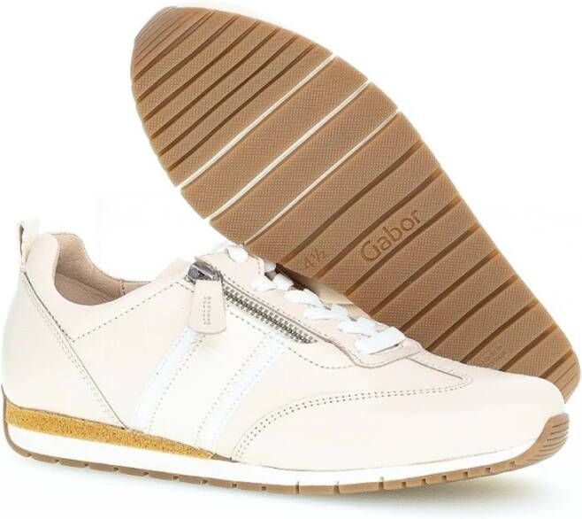 Gabor Leren Sneaker met Dubbele Ritsen Beige Dames