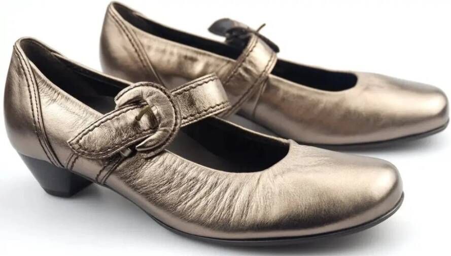 Gabor Metallic Brons Zilver Leren Pumps Brown Dames