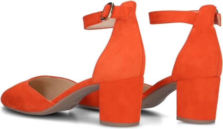 Gabor Oranje suède pumps met enkelbandje