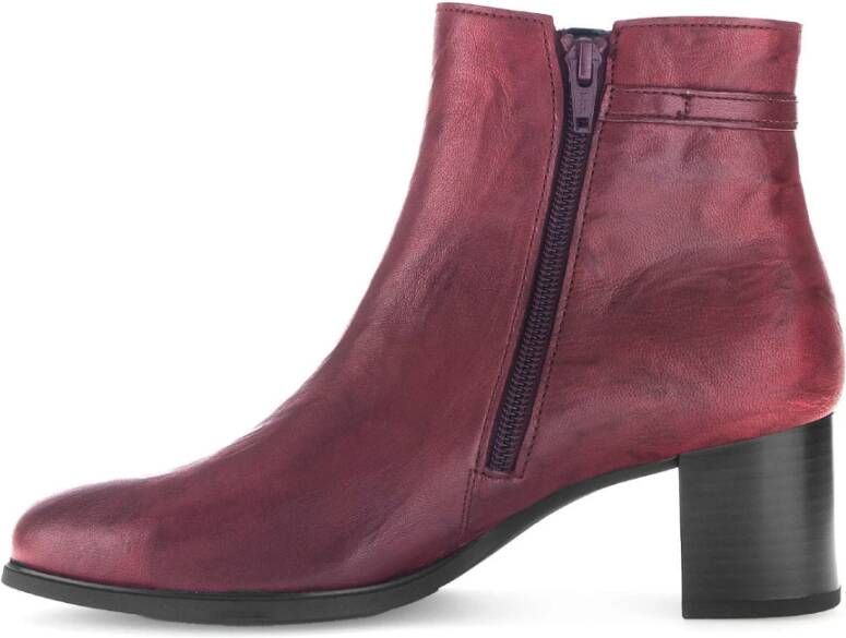 Gabor Rode gladleren enkellaarzen Red Dames