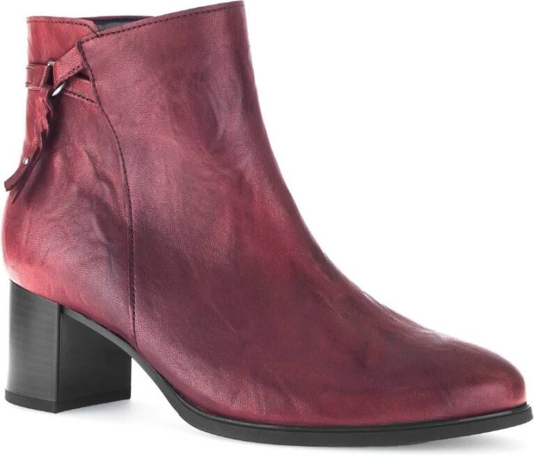 Gabor Rode gladleren enkellaarzen Red Dames