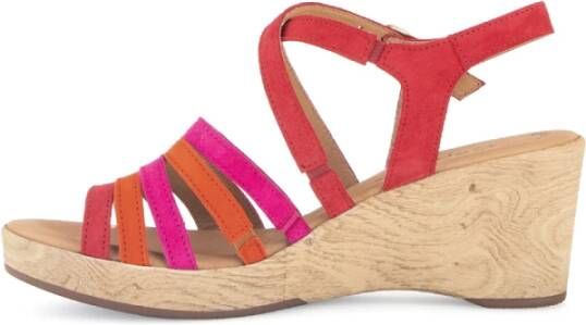 Gabor Rode Roze Oranje Velours Sandalen Multicolor Dames
