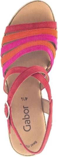 Gabor Rode Roze Oranje Velours Sandalen Multicolor Dames