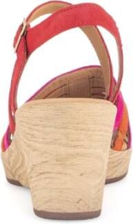 Gabor Rode Roze Oranje Velours Sandalen Multicolor Dames