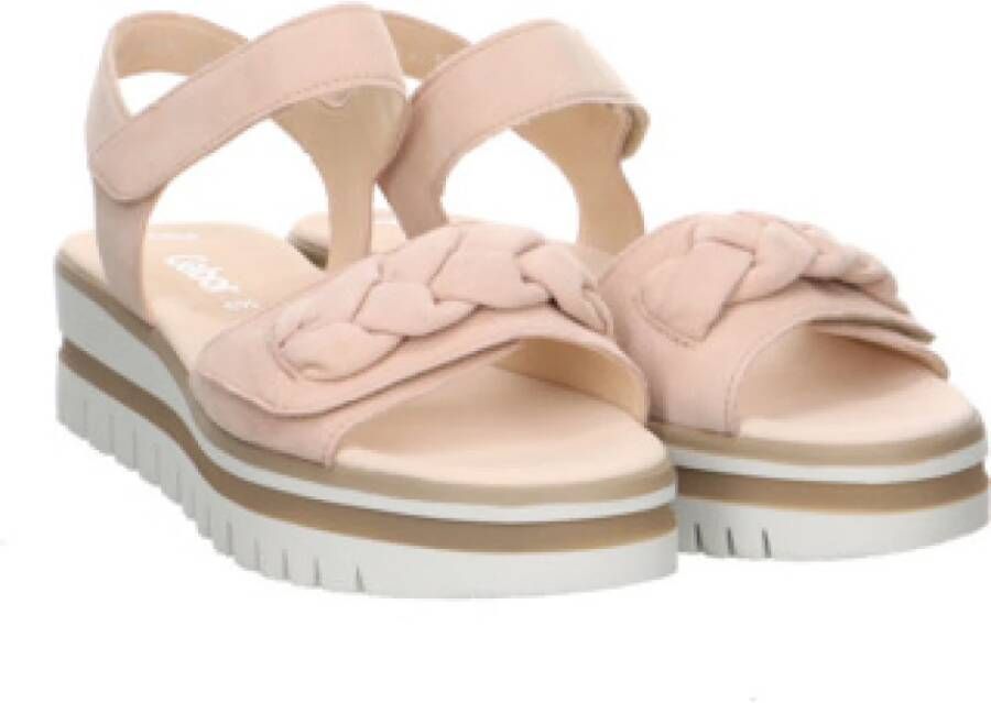 Gabor Roze Velours Sleehak Sandalen voor Dames
