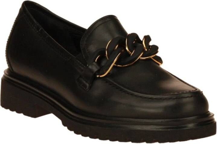 Gabor Stijlvolle zwarte leren loafers met uitneembaar voetbed Black Dames