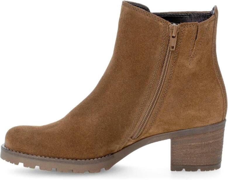 Gabor Velours leren enkellaarzen Brown Dames