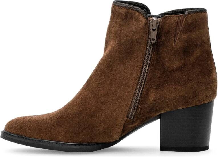 Gabor Velours leren enkellaarzen Brown Dames